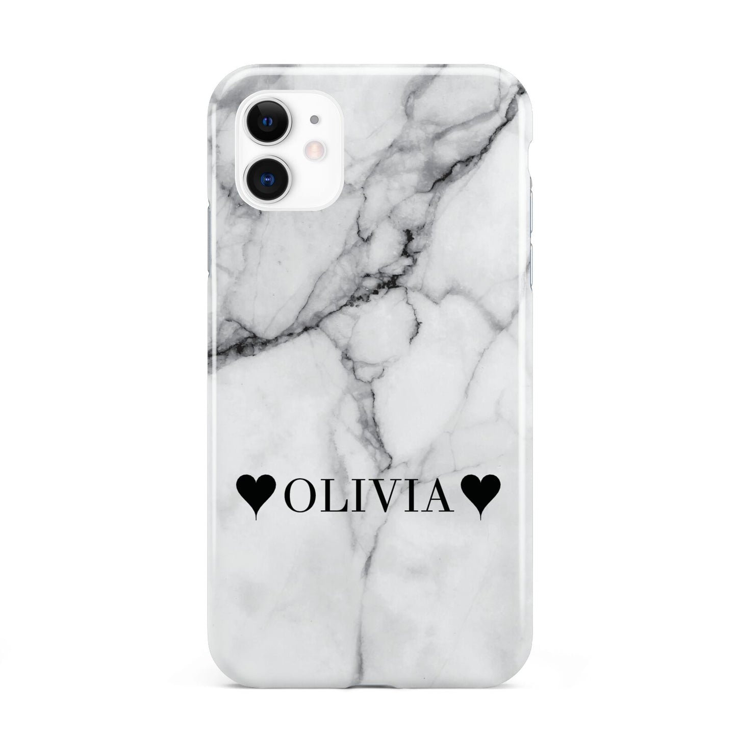 Personalised Love Hearts Marble Name iPhone 11 3D Tough Case
