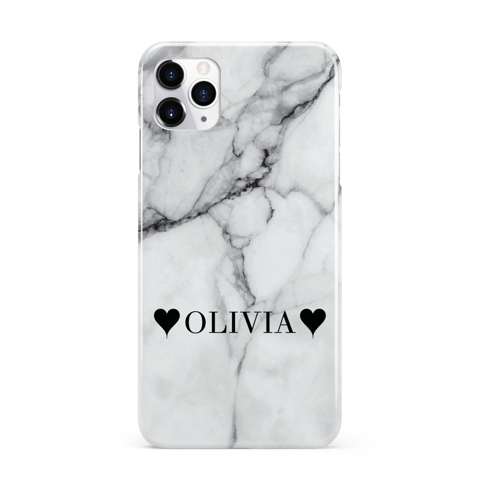Personalised Love Hearts Marble Name iPhone 11 Pro Max 3D Snap Case