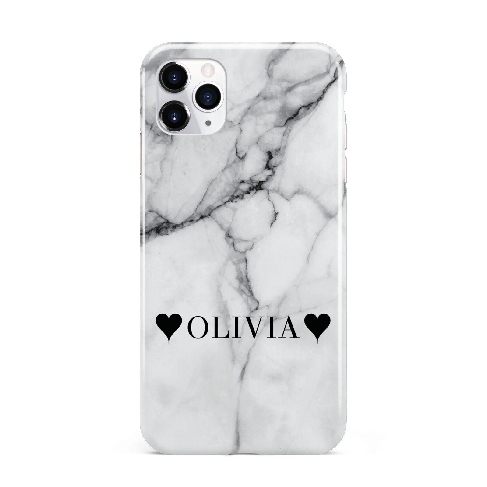 Personalised Love Hearts Marble Name iPhone 11 Pro Max 3D Tough Case