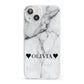 Personalised Love Hearts Marble Name iPhone 13 Clear Bumper Case