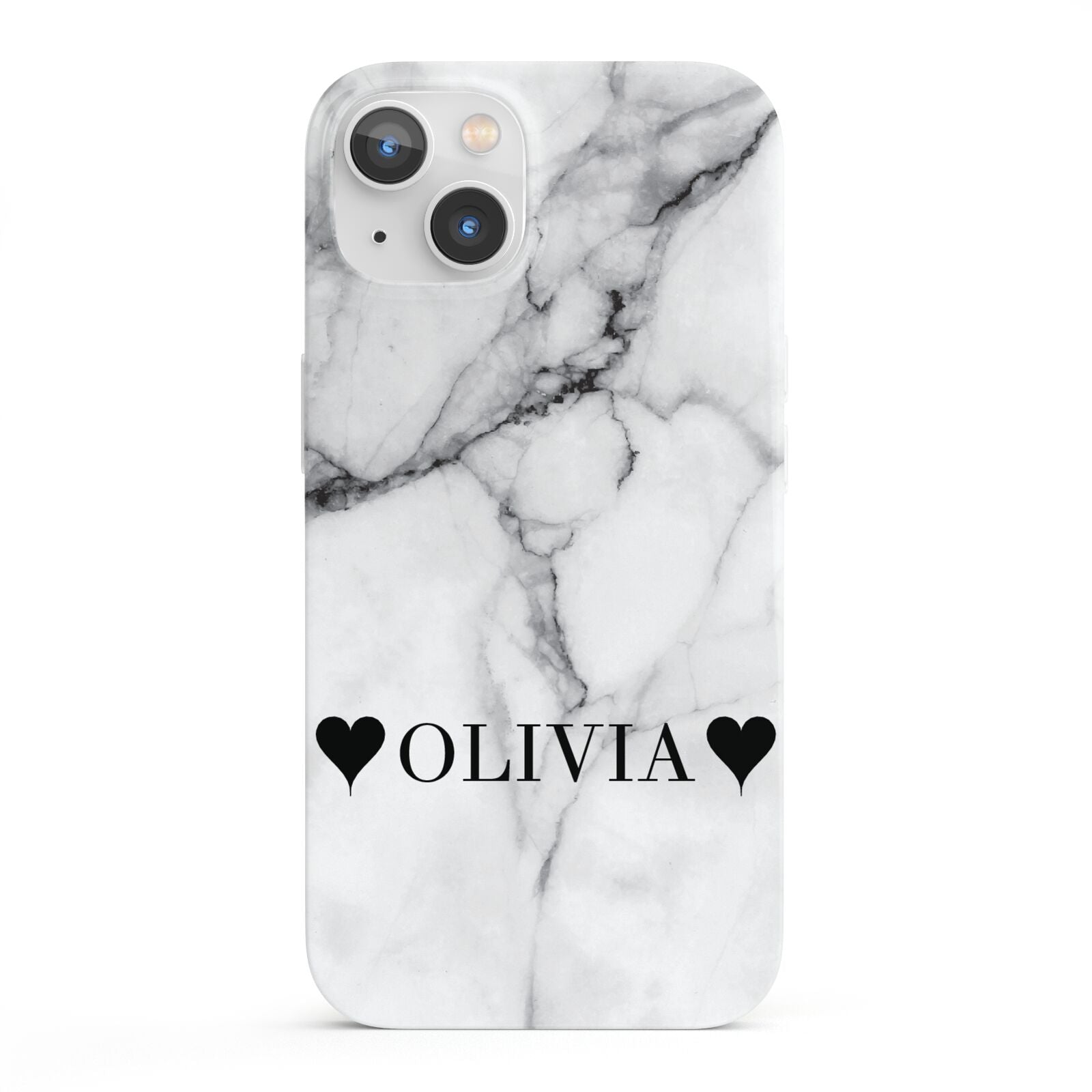 Personalised Love Hearts Marble Name iPhone 13 Full Wrap 3D Snap Case