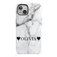 Personalised Love Hearts Marble Name iPhone 13 Full Wrap 3D Tough Case