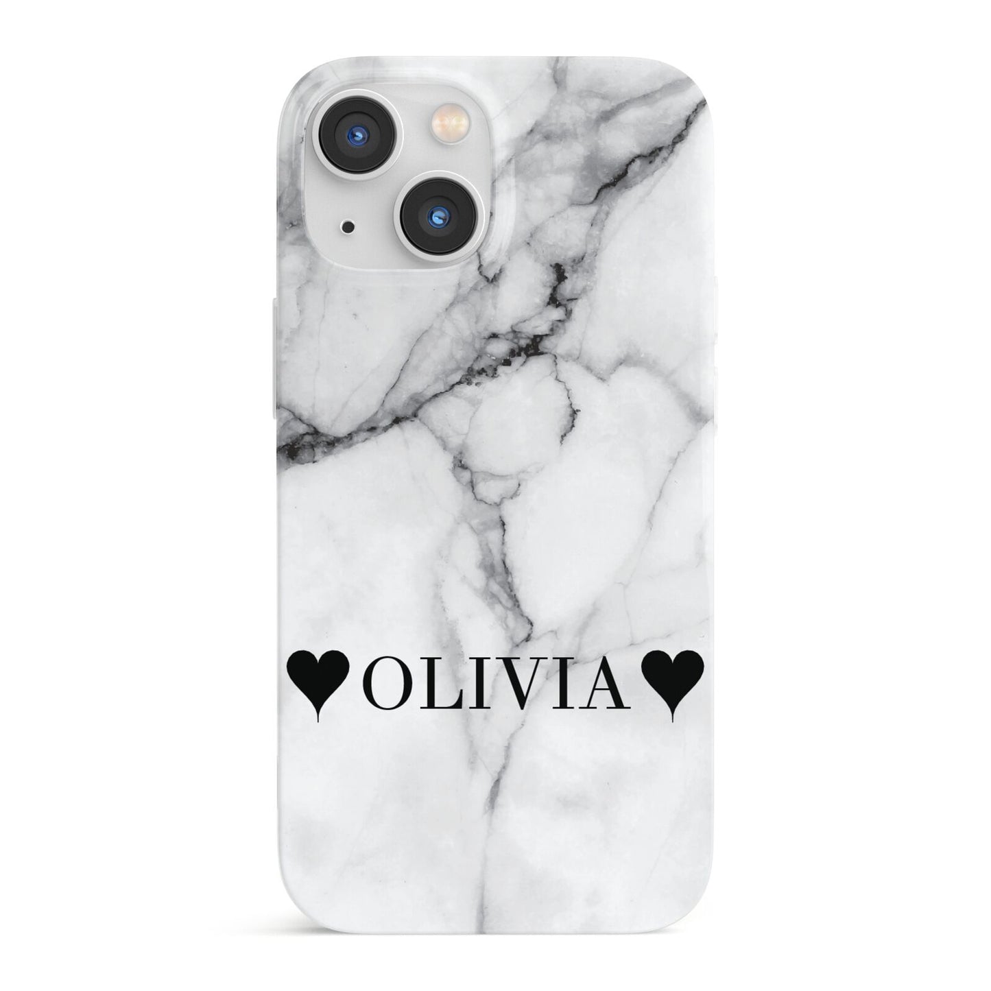 Personalised Love Hearts Marble Name iPhone 13 Mini Full Wrap 3D Snap Case