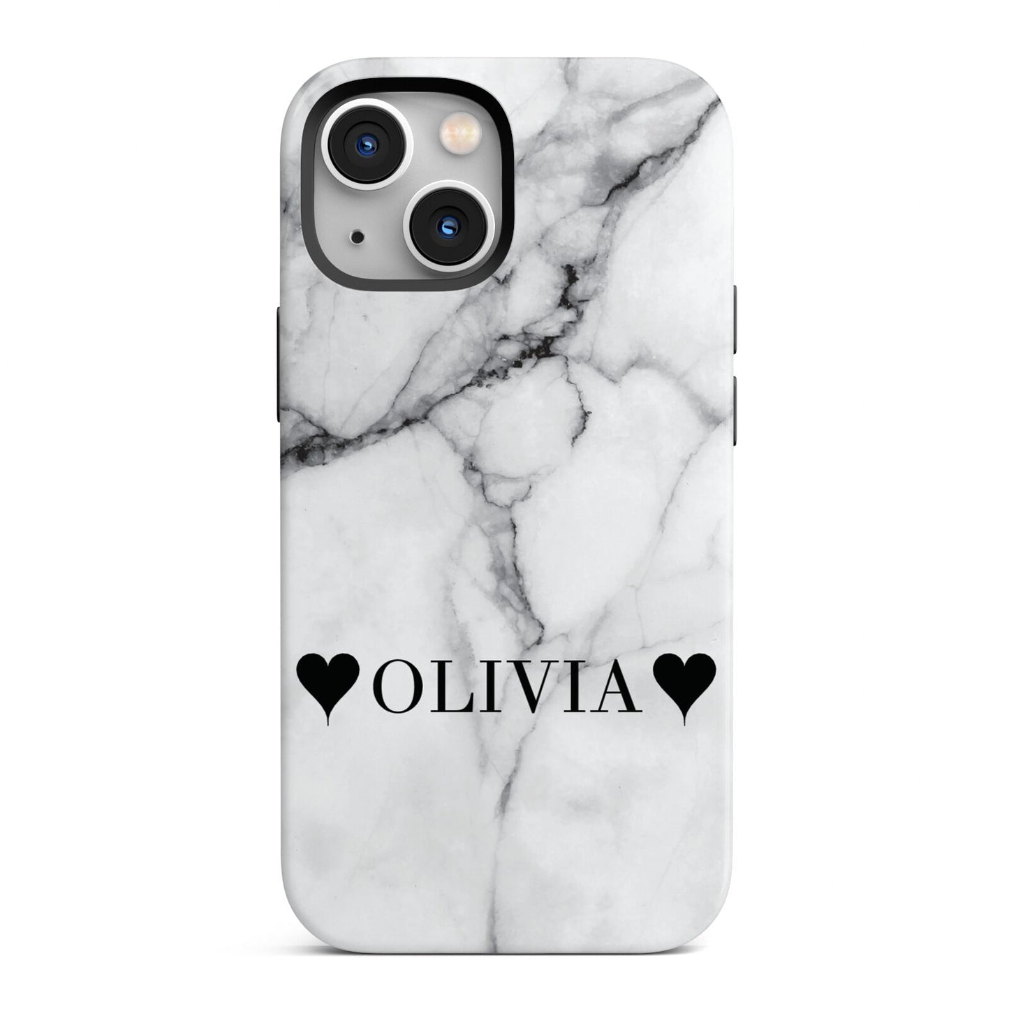 Personalised Love Hearts Marble Name iPhone 13 Mini Full Wrap 3D Tough Case