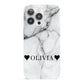 Personalised Love Hearts Marble Name iPhone 13 Pro Full Wrap 3D Snap Case