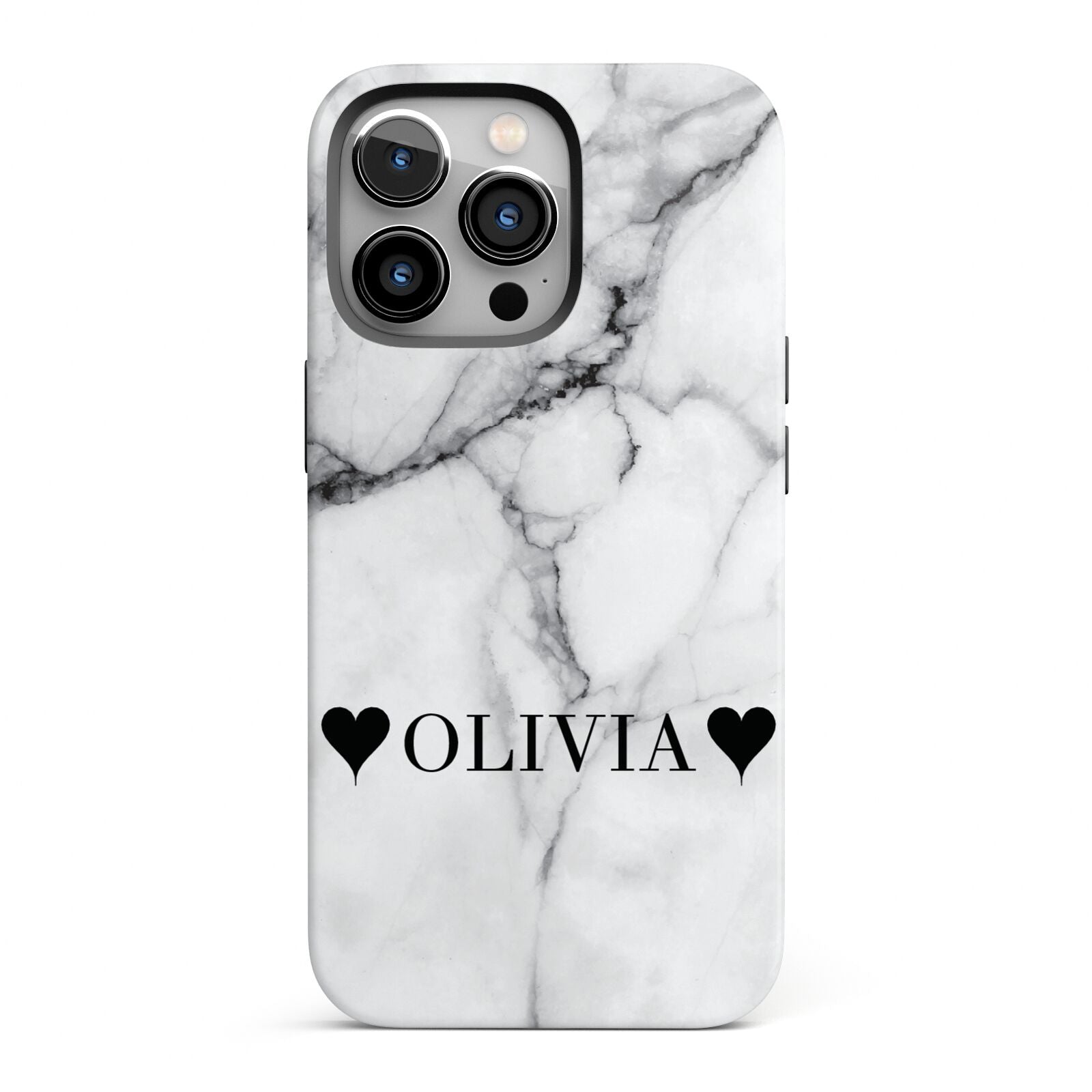 Personalised Love Hearts Marble Name iPhone 13 Pro Full Wrap 3D Tough Case