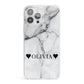 Personalised Love Hearts Marble Name iPhone 13 Pro Max Clear Bumper Case