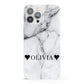 Personalised Love Hearts Marble Name iPhone 13 Pro Max Full Wrap 3D Snap Case