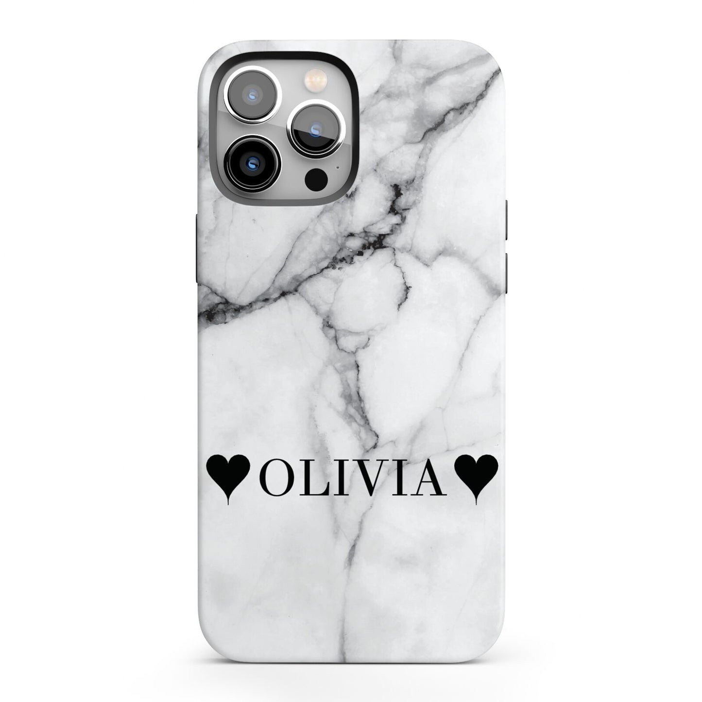Personalised Love Hearts Marble Name iPhone 13 Pro Max Full Wrap 3D Tough Case