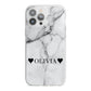 Personalised Love Hearts Marble Name iPhone 13 Pro Max TPU Impact Case with White Edges