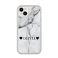 Personalised Love Hearts Marble Name iPhone 14 Plus Clear Tough Case Starlight