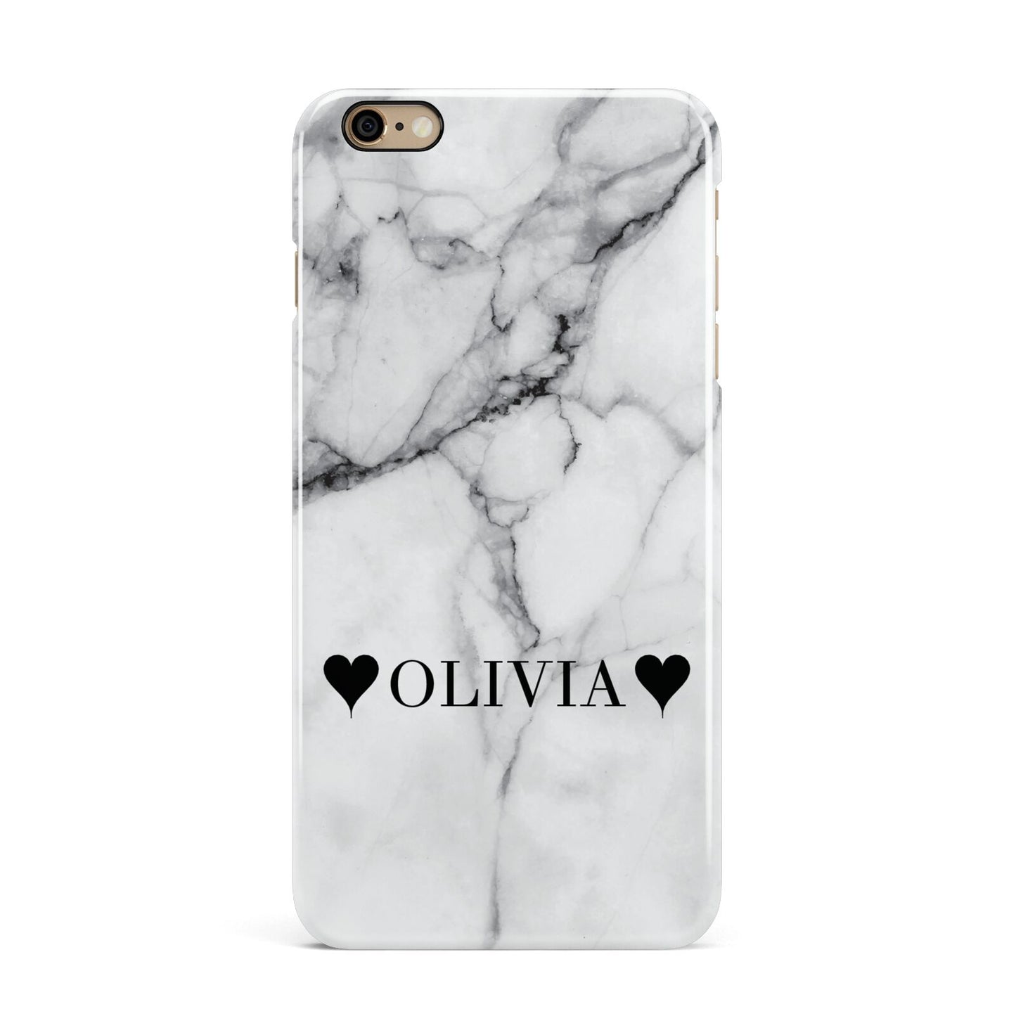 Personalised Love Hearts Marble Name iPhone 6 Plus 3D Snap Case on Gold Phone