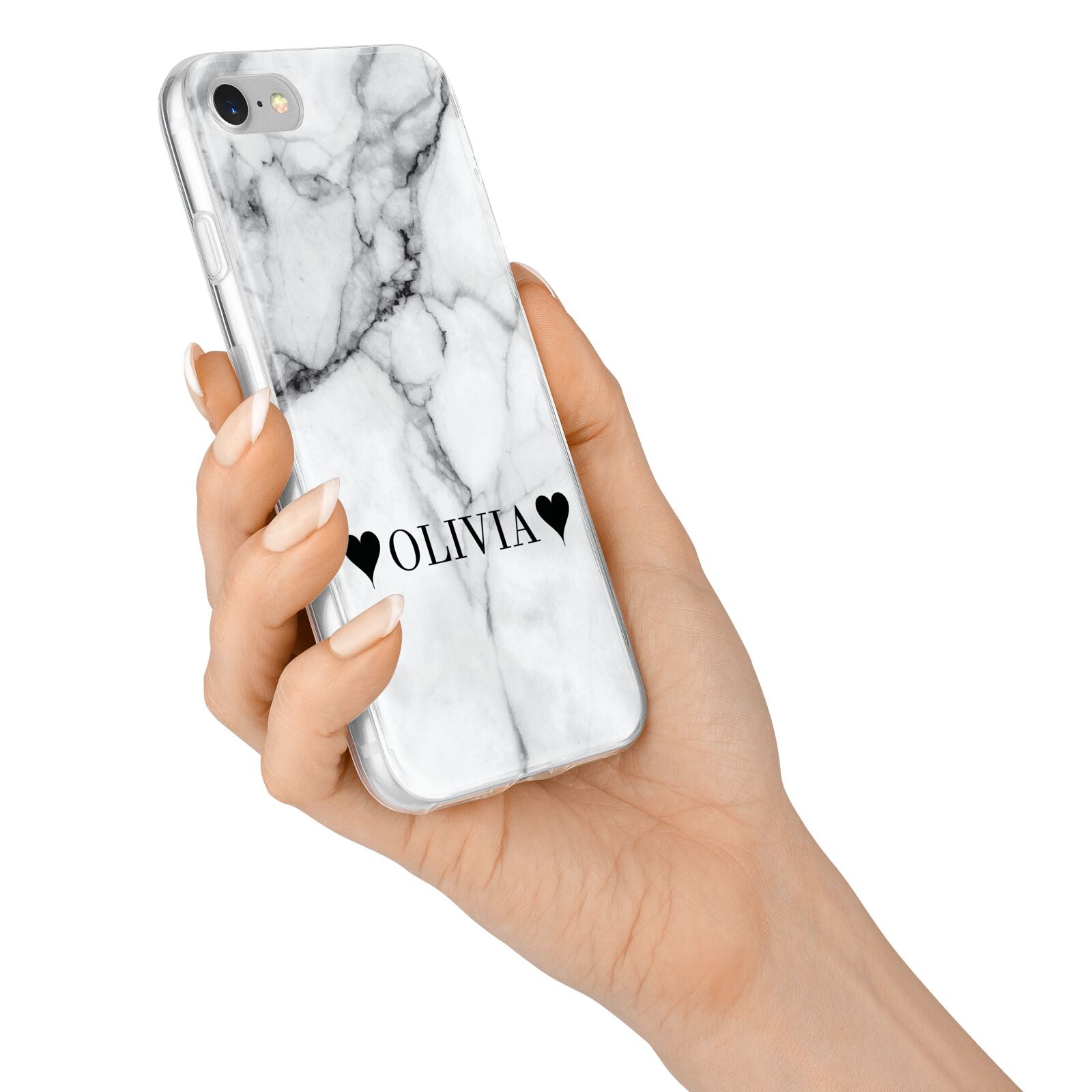 Personalised Love Hearts Marble Name iPhone 7 Bumper Case on Silver iPhone Alternative Image