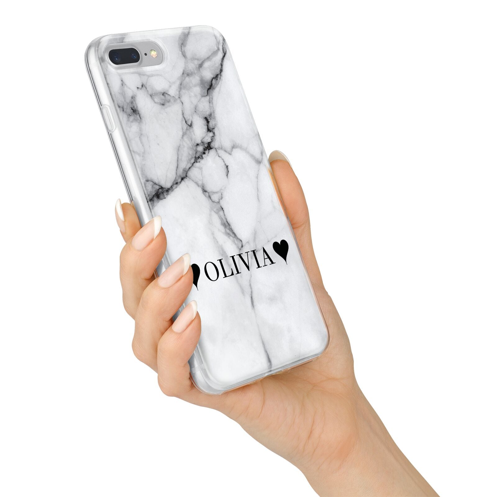 Personalised Love Hearts Marble Name iPhone 7 Plus Bumper Case on Silver iPhone Alternative Image
