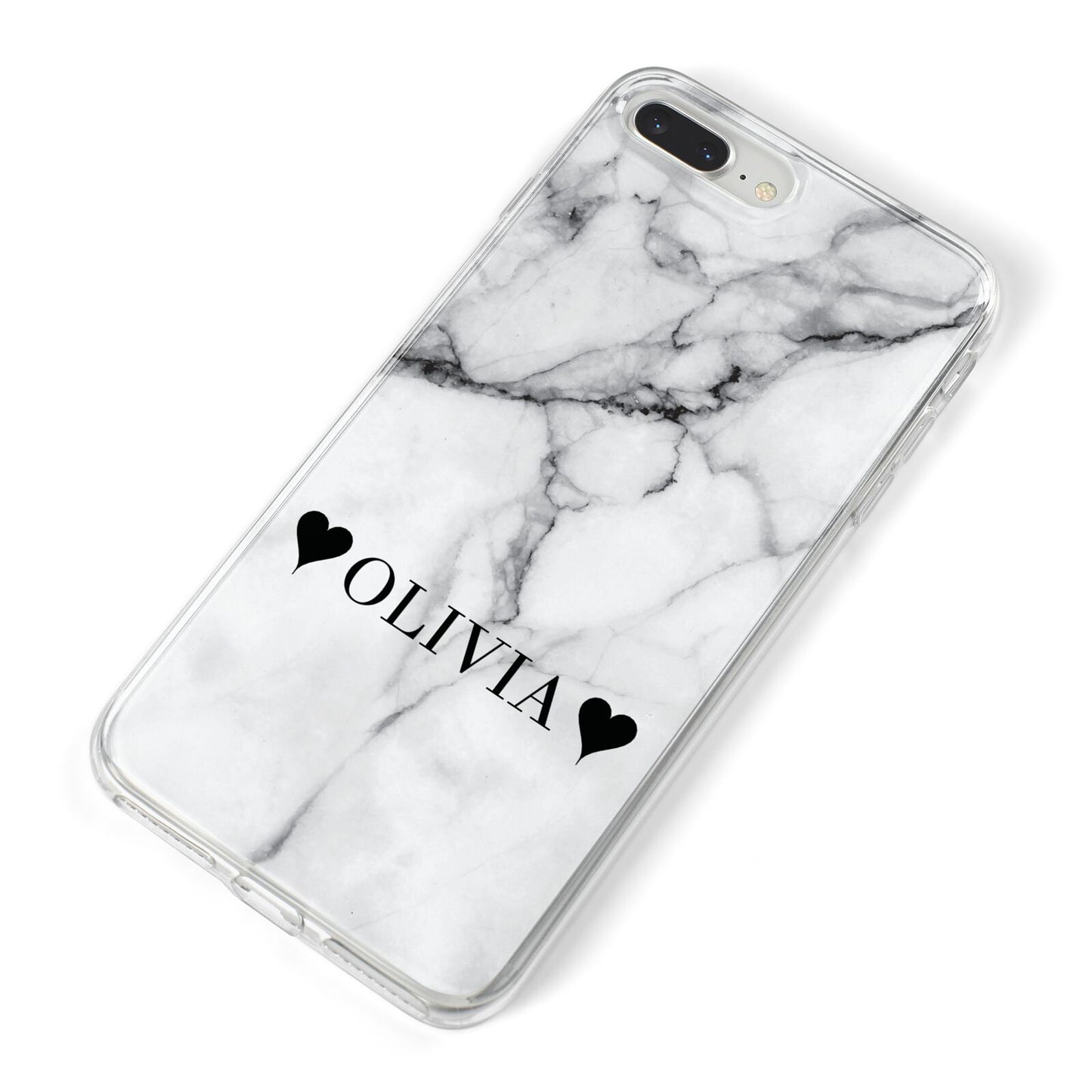 Personalised Love Hearts Marble Name iPhone 8 Plus Bumper Case on Silver iPhone Alternative Image