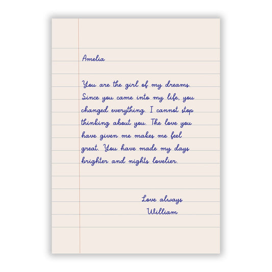 Personalised Love Letter A5 Flat Greetings Card