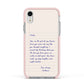 Personalised Love Letter Apple iPhone XR Impact Case Pink Edge on Silver Phone