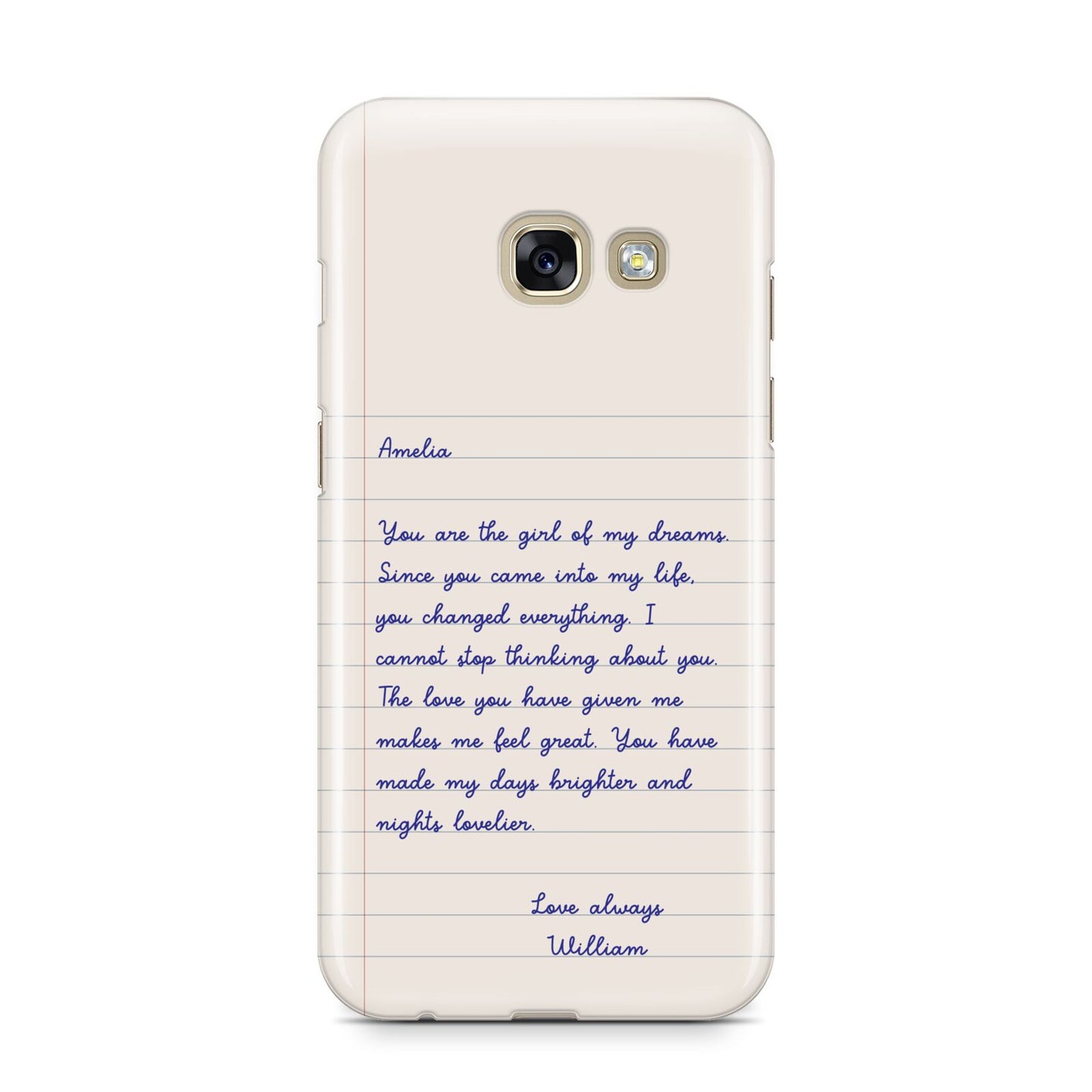 Personalised Love Letter Samsung Galaxy A3 2017 Case on gold phone