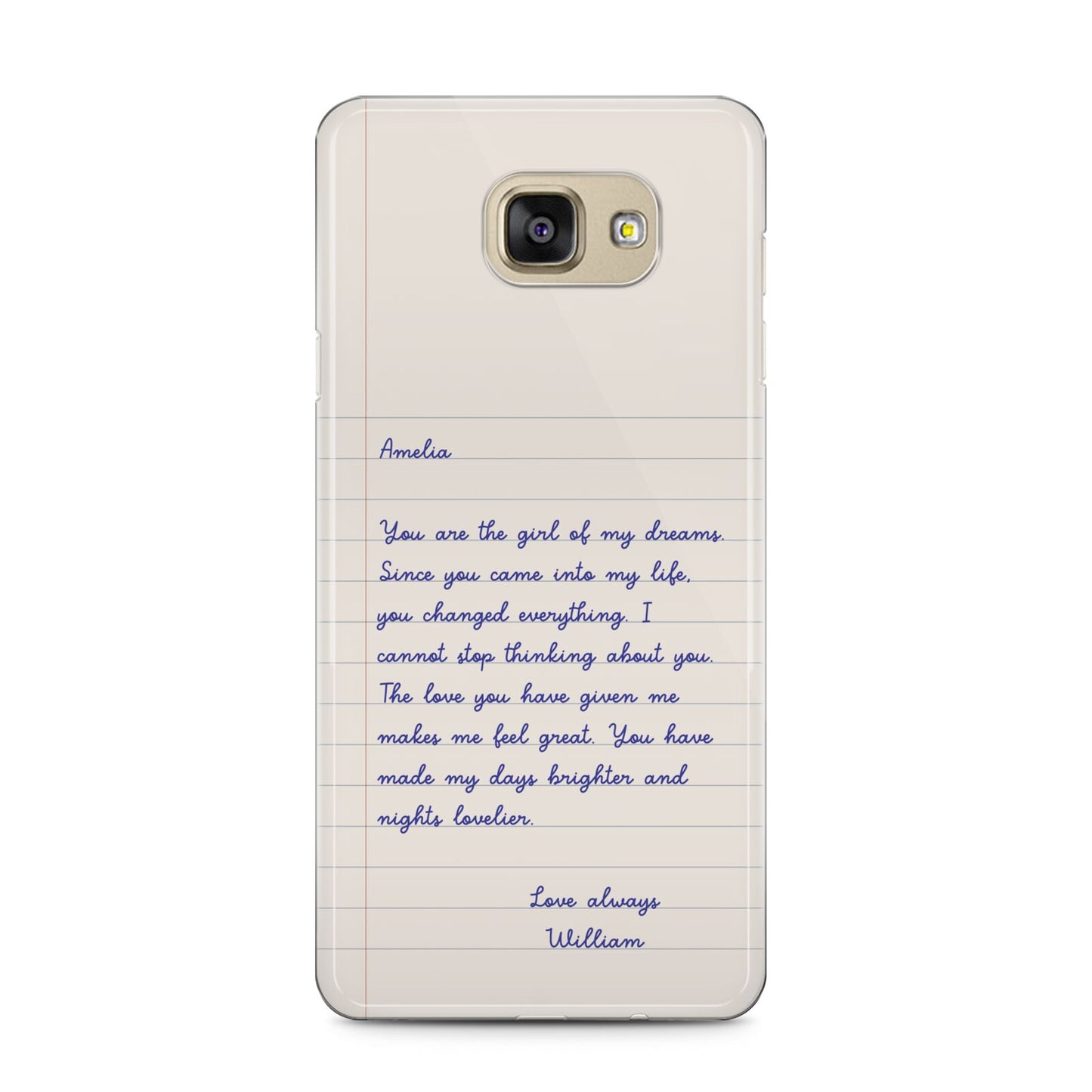 Personalised Love Letter Samsung Galaxy A5 2016 Case on gold phone