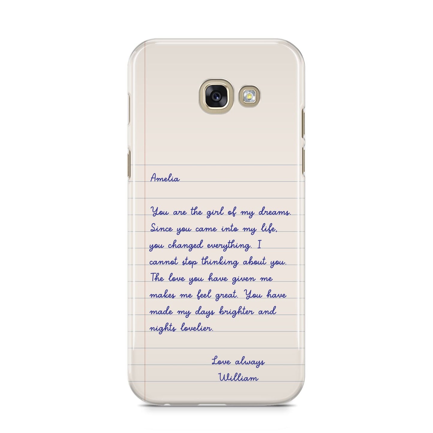 Personalised Love Letter Samsung Galaxy A5 2017 Case on gold phone