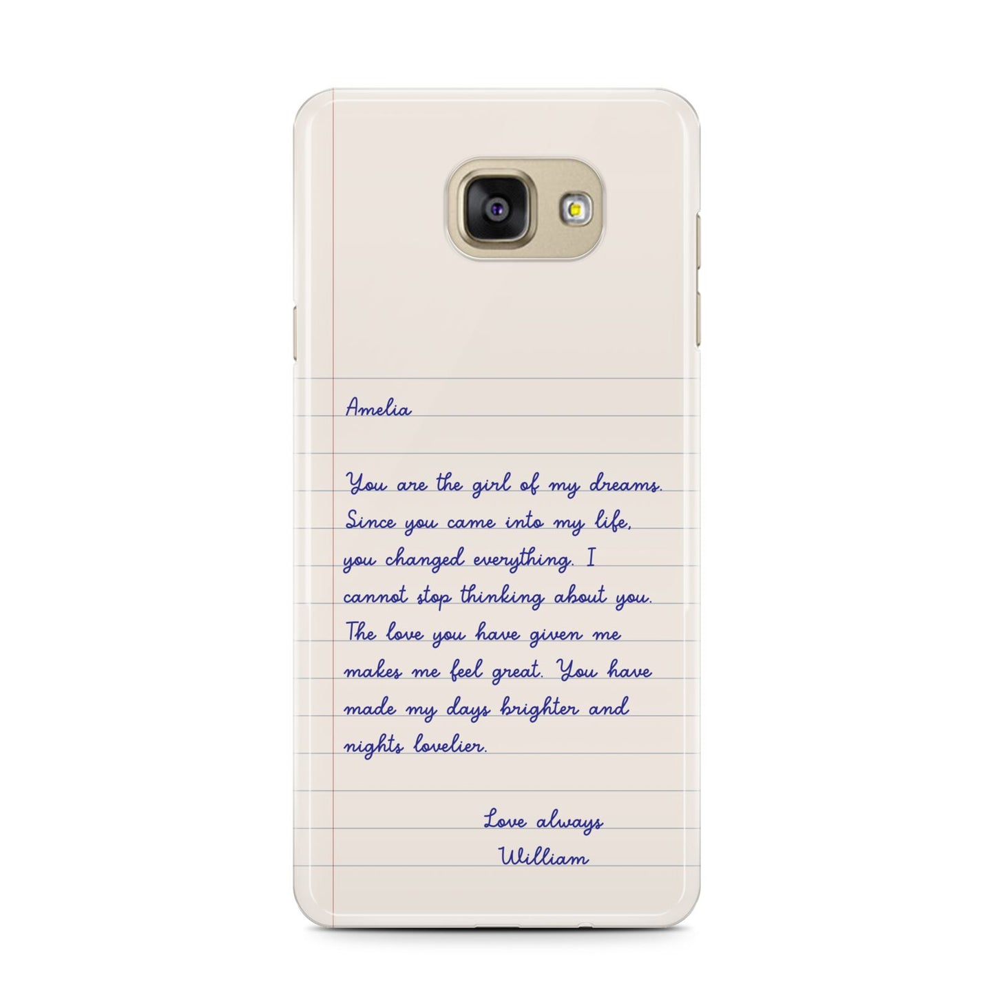 Personalised Love Letter Samsung Galaxy A7 2016 Case on gold phone