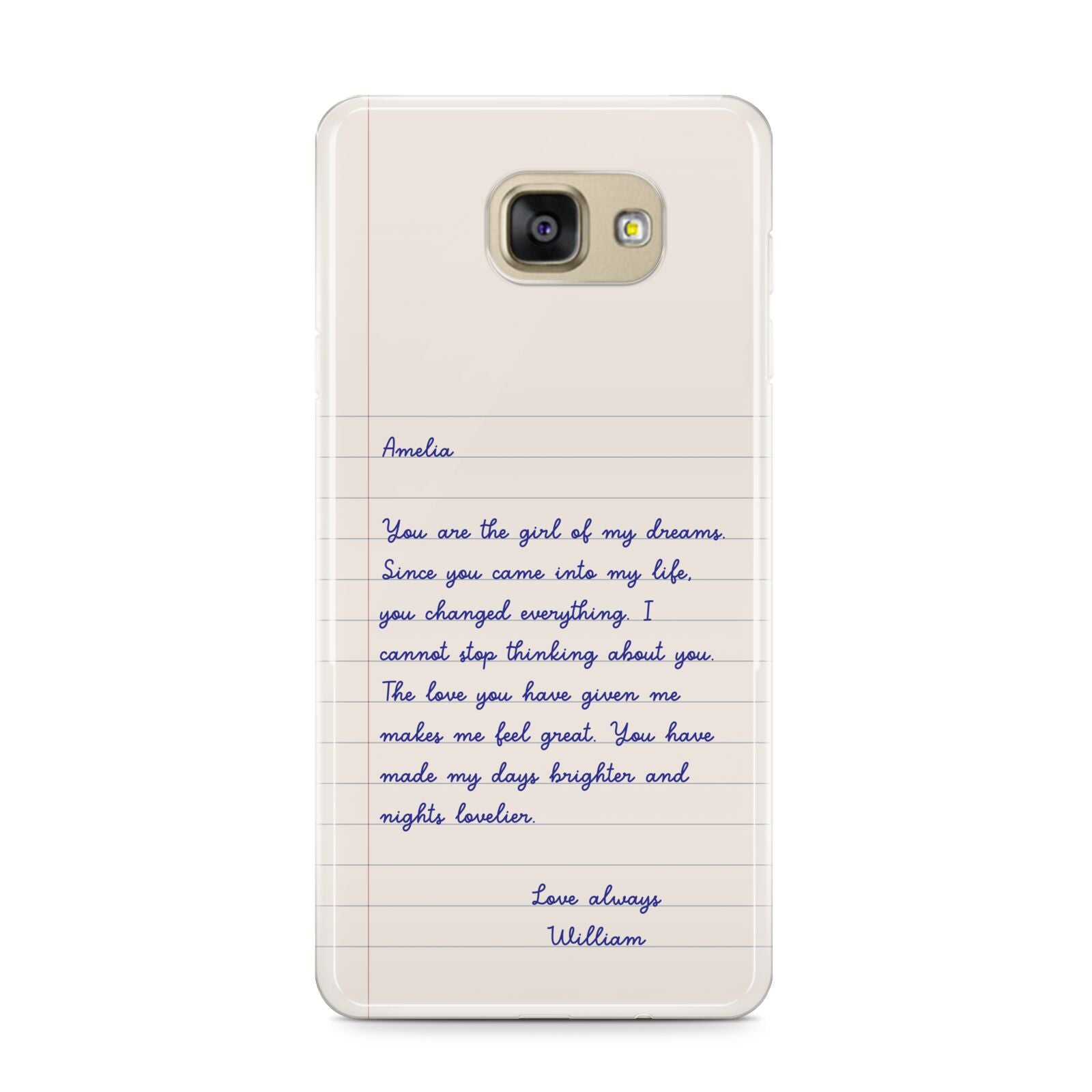 Personalised Love Letter Samsung Galaxy A9 2016 Case on gold phone