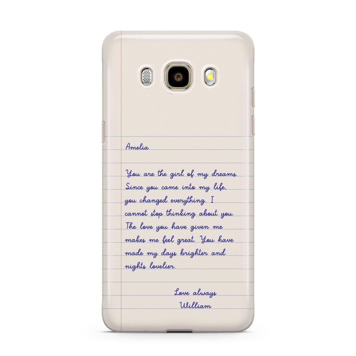 Personalised Love Letter Samsung Galaxy J7 2016 Case on gold phone