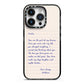 Personalised Love Letter iPhone 14 Pro Black Impact Case on Silver phone