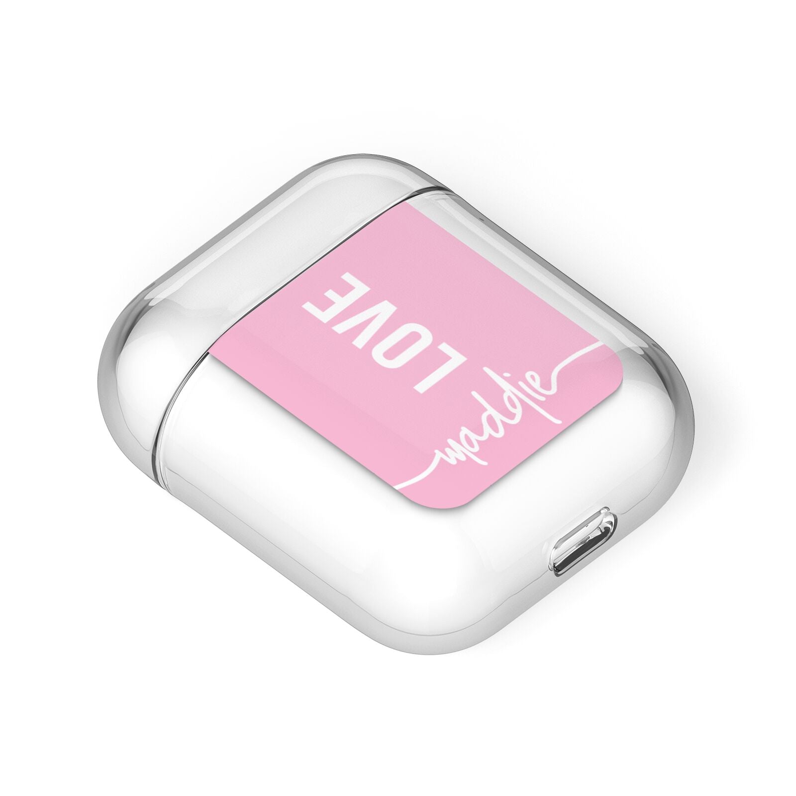 Personalised Love See Through Name AirPods Case Laid Flat