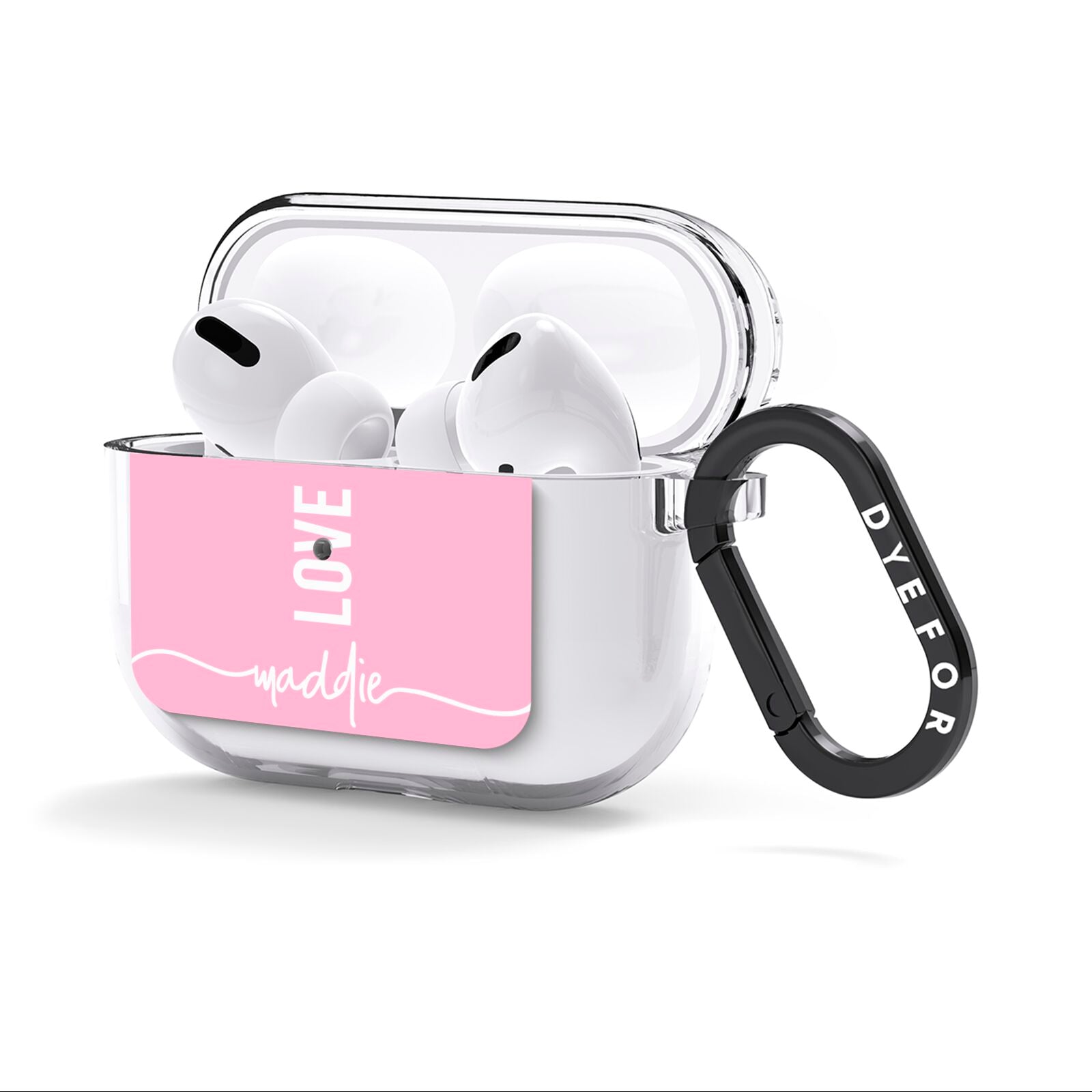 Personalised Love See Through Name AirPods Clear Case 3rd Gen Side Image