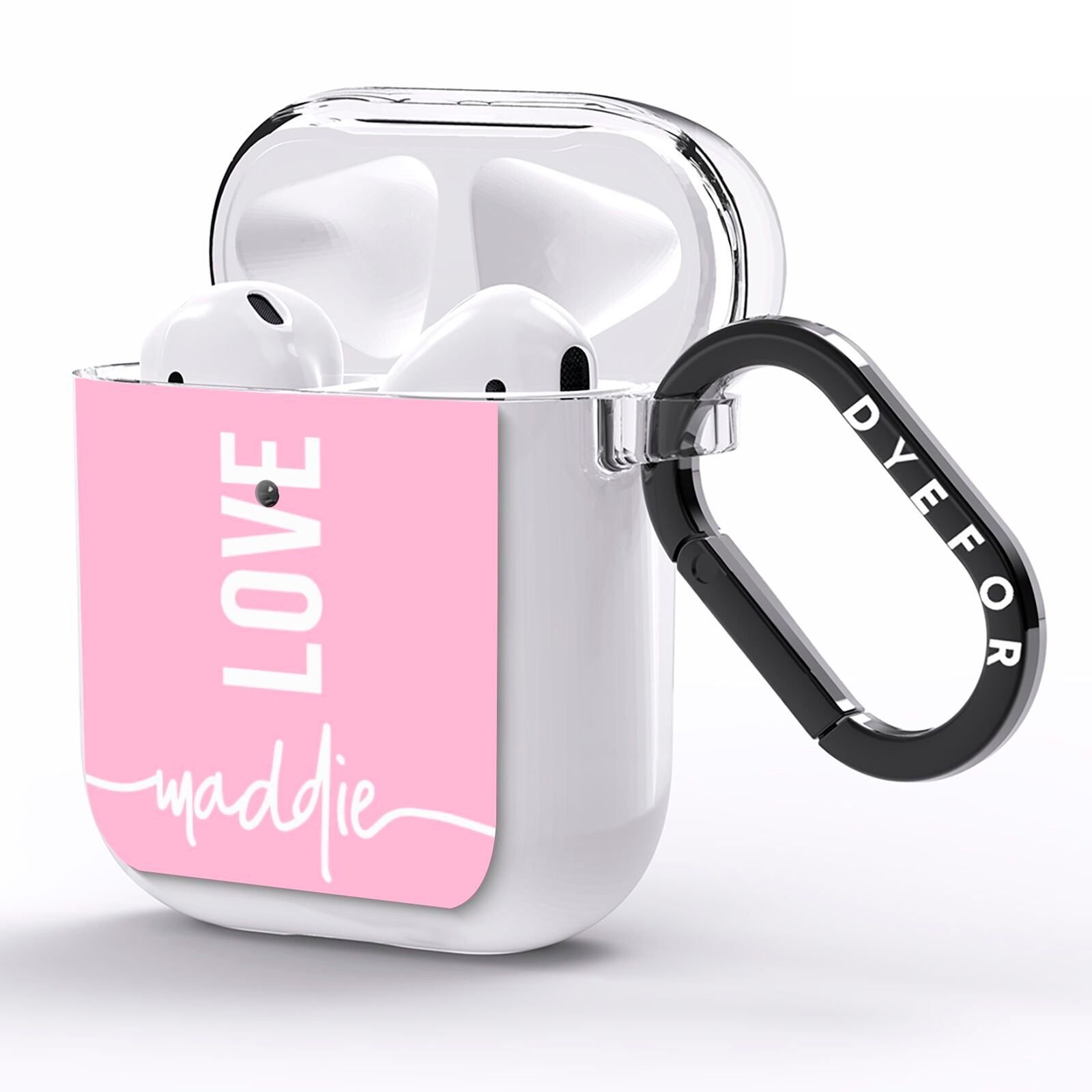 Personalised Love See Through Name AirPods Clear Case Side Image