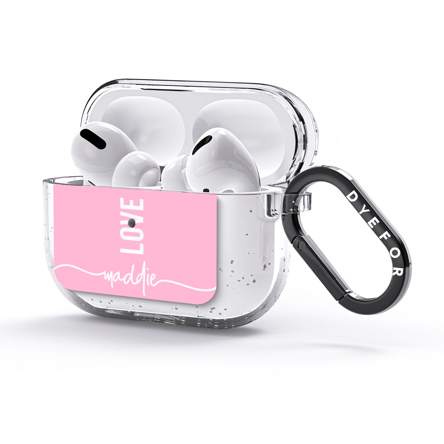 Personalised Love See Through Name AirPods Glitter Case 3rd Gen Side Image