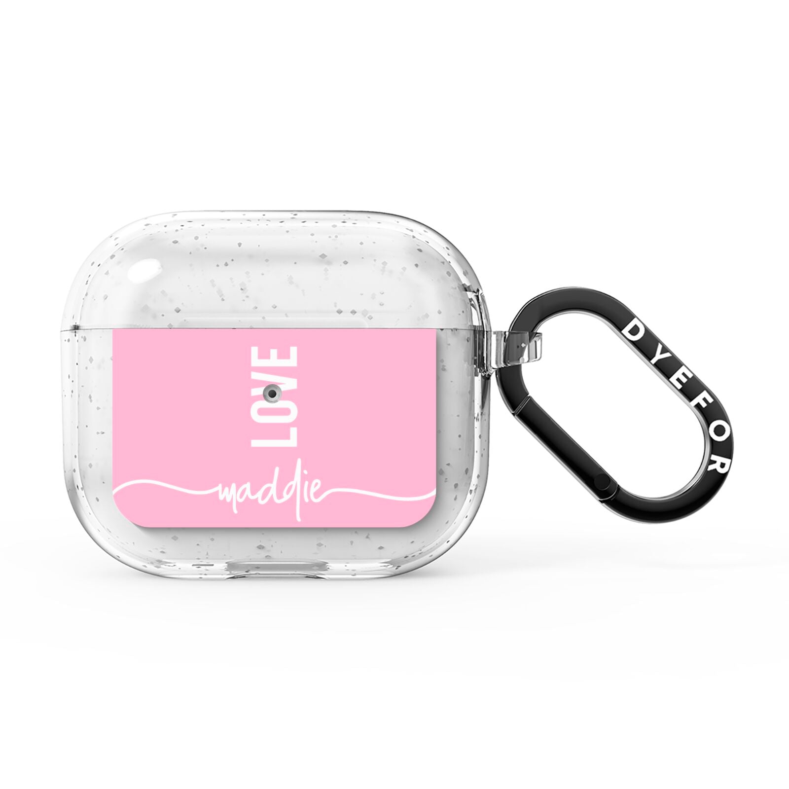 Personalised Love See Through Name AirPods Glitter Case 3rd Gen