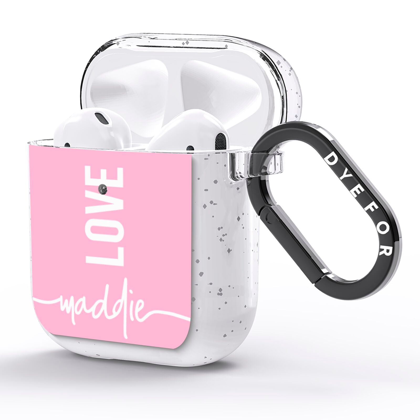 Personalised Love See Through Name AirPods Glitter Case Side Image