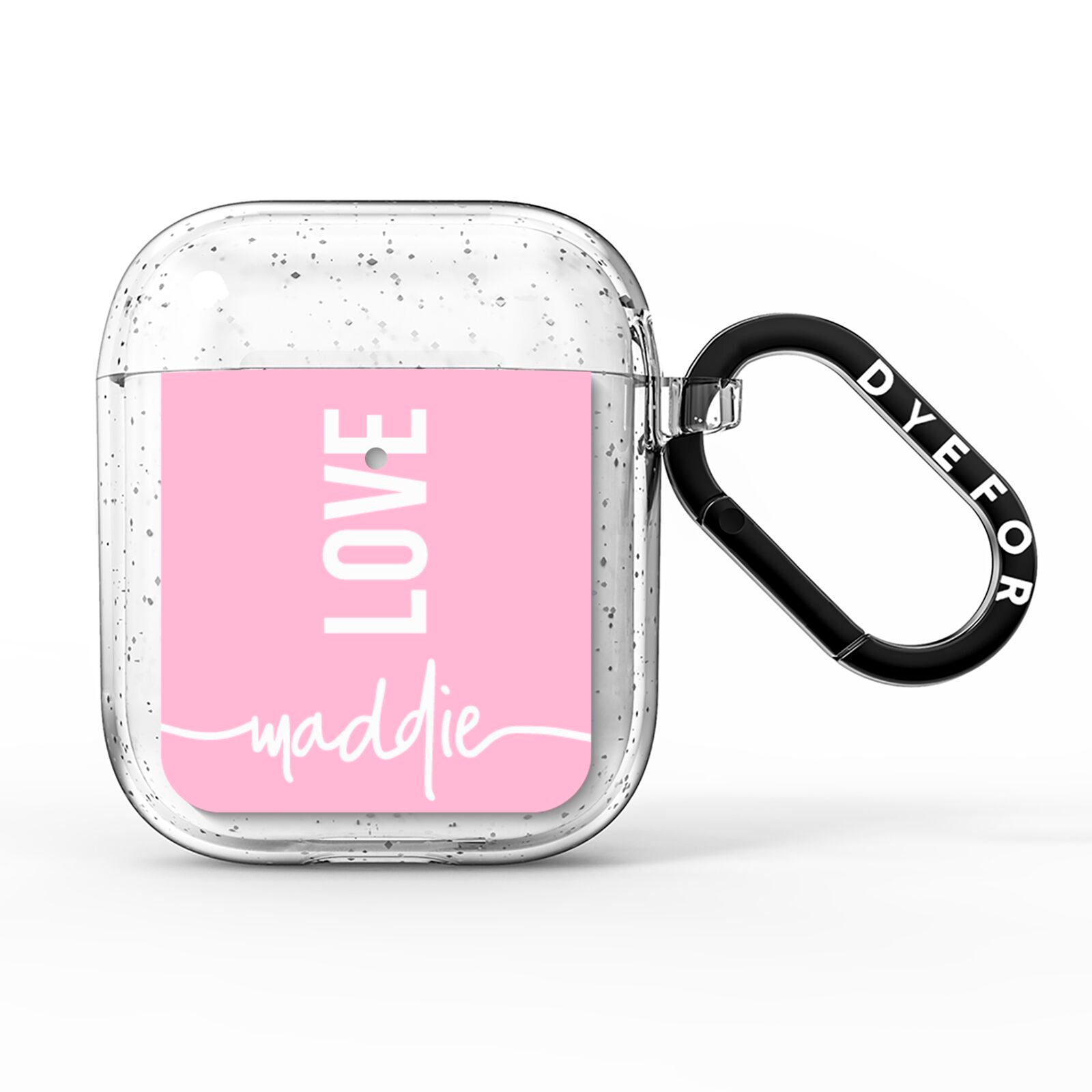 Personalised Love See Through Name AirPods Glitter Case