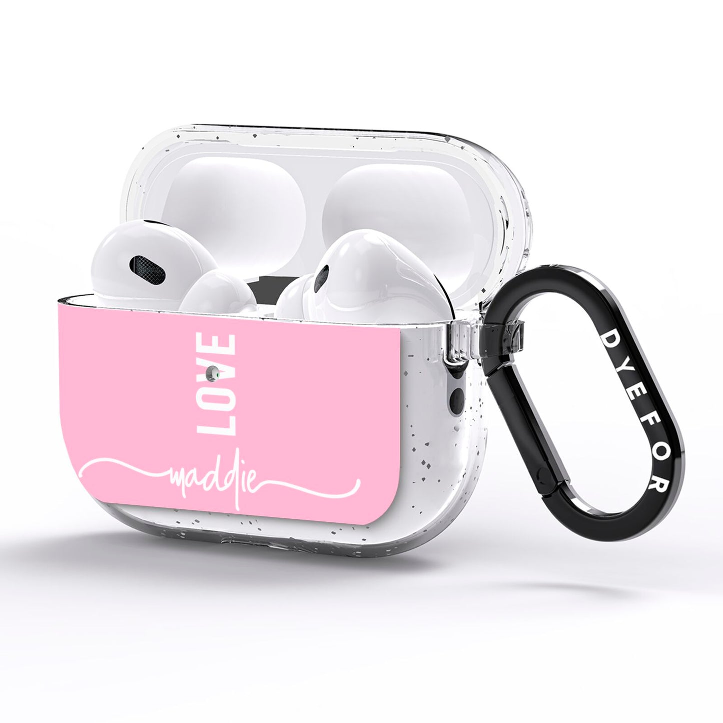 Personalised Love See Through Name AirPods Pro Glitter Case Side Image