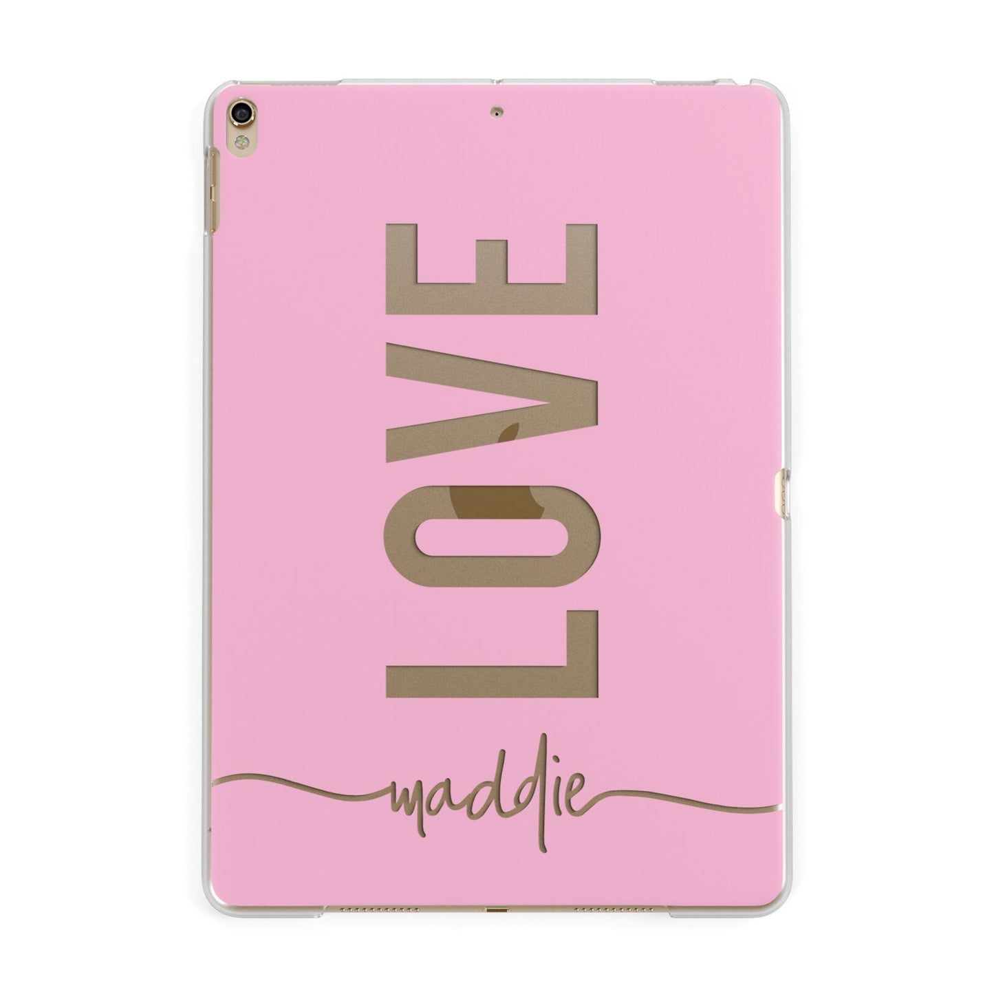 Personalised Love See Through Name Apple iPad Gold Case