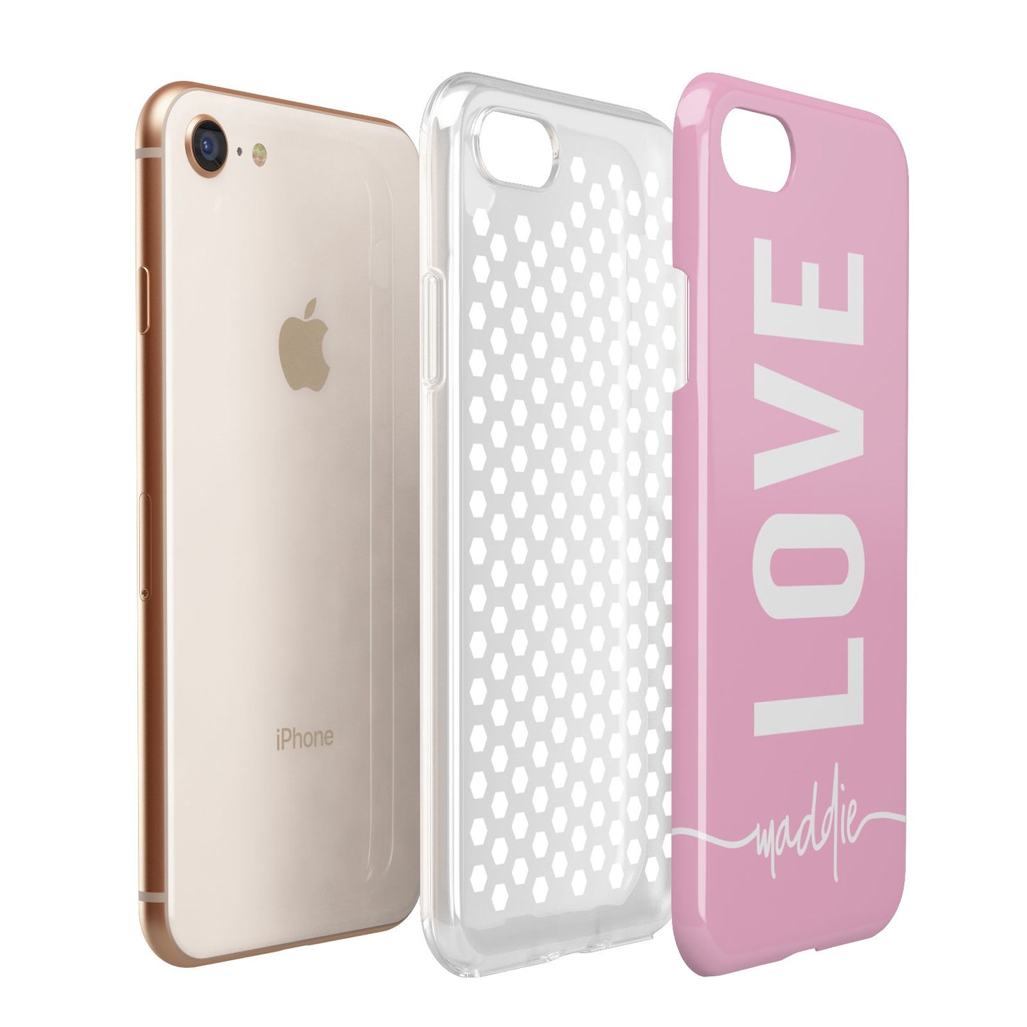 Personalised Love See Through Name Apple iPhone 7 8 3D Tough Case Expanded View