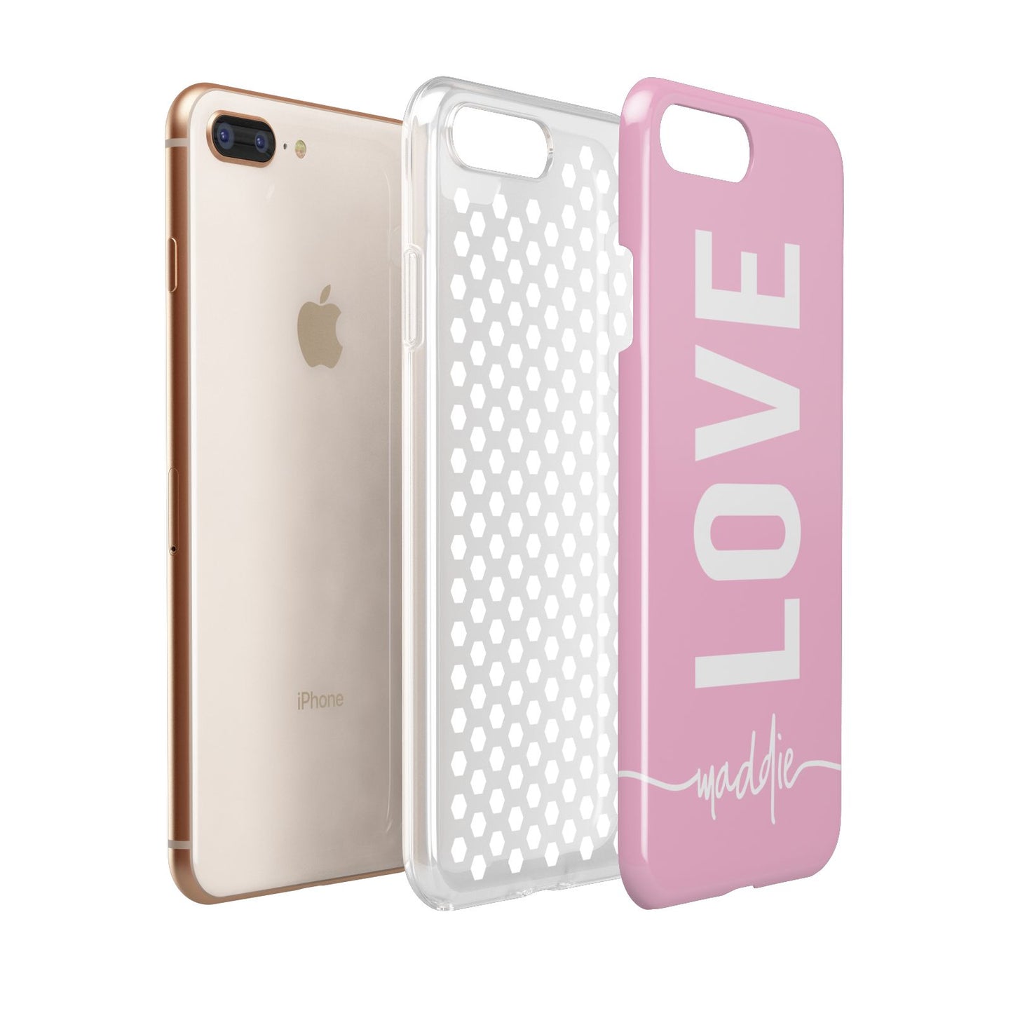 Personalised Love See Through Name Apple iPhone 7 8 Plus 3D Tough Case Expanded View