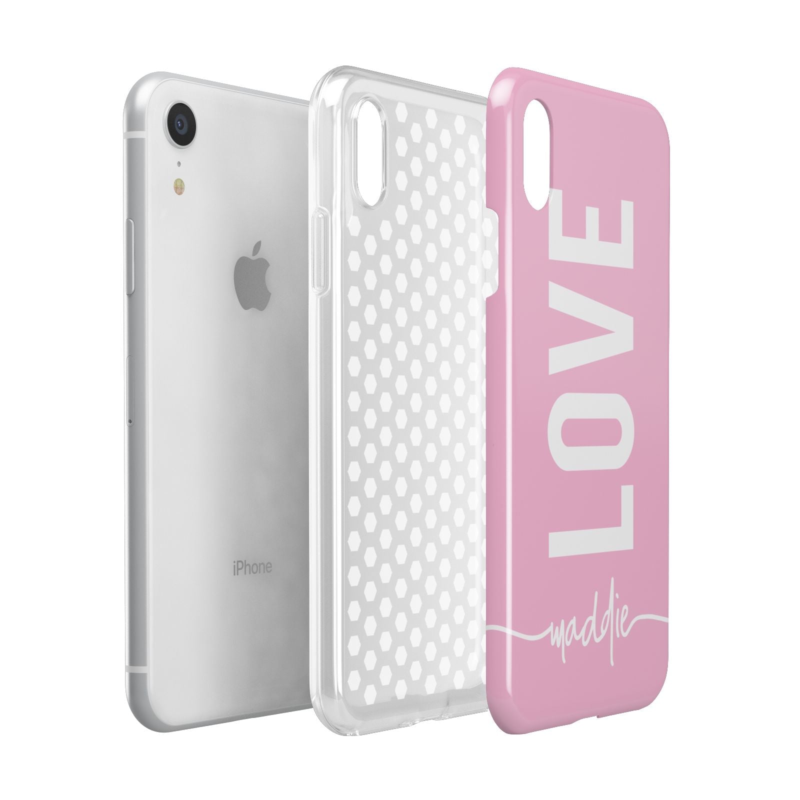 Personalised Love See Through Name Apple iPhone XR White 3D Tough Case Expanded view