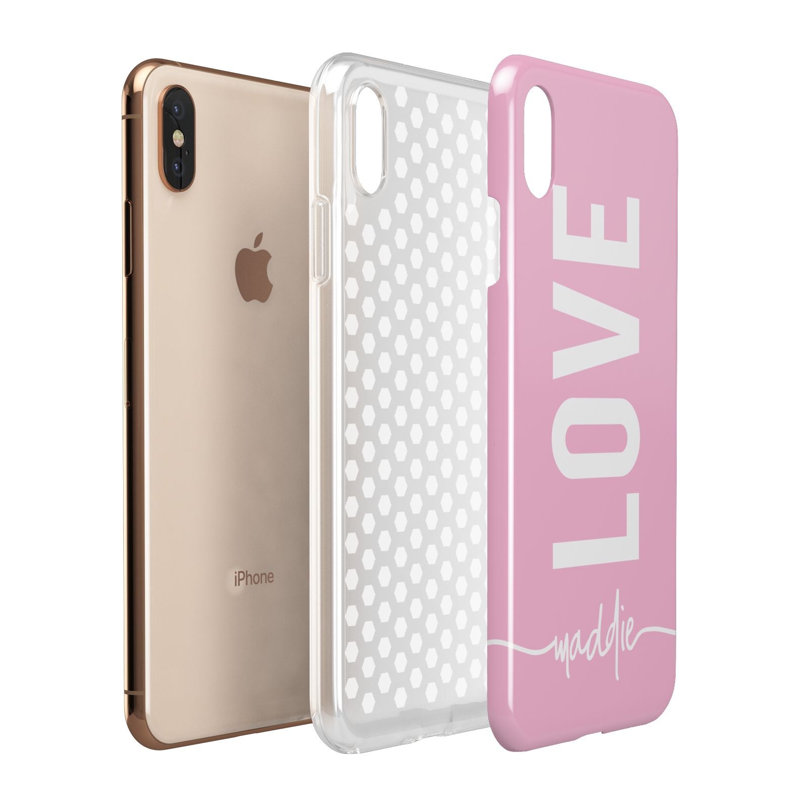 Personalised Love See Through Name Apple iPhone Xs Max 3D Tough Case Expanded View