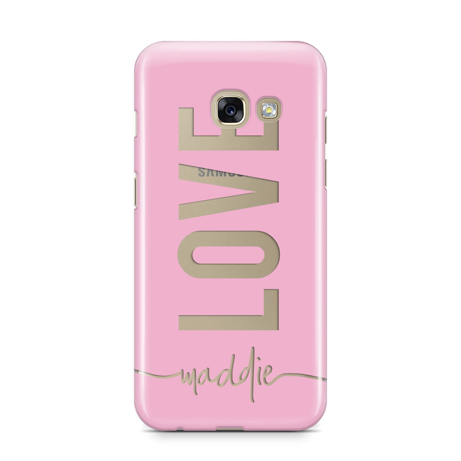 Personalised Love See Through Name Samsung Galaxy A3 2017 Case on gold phone