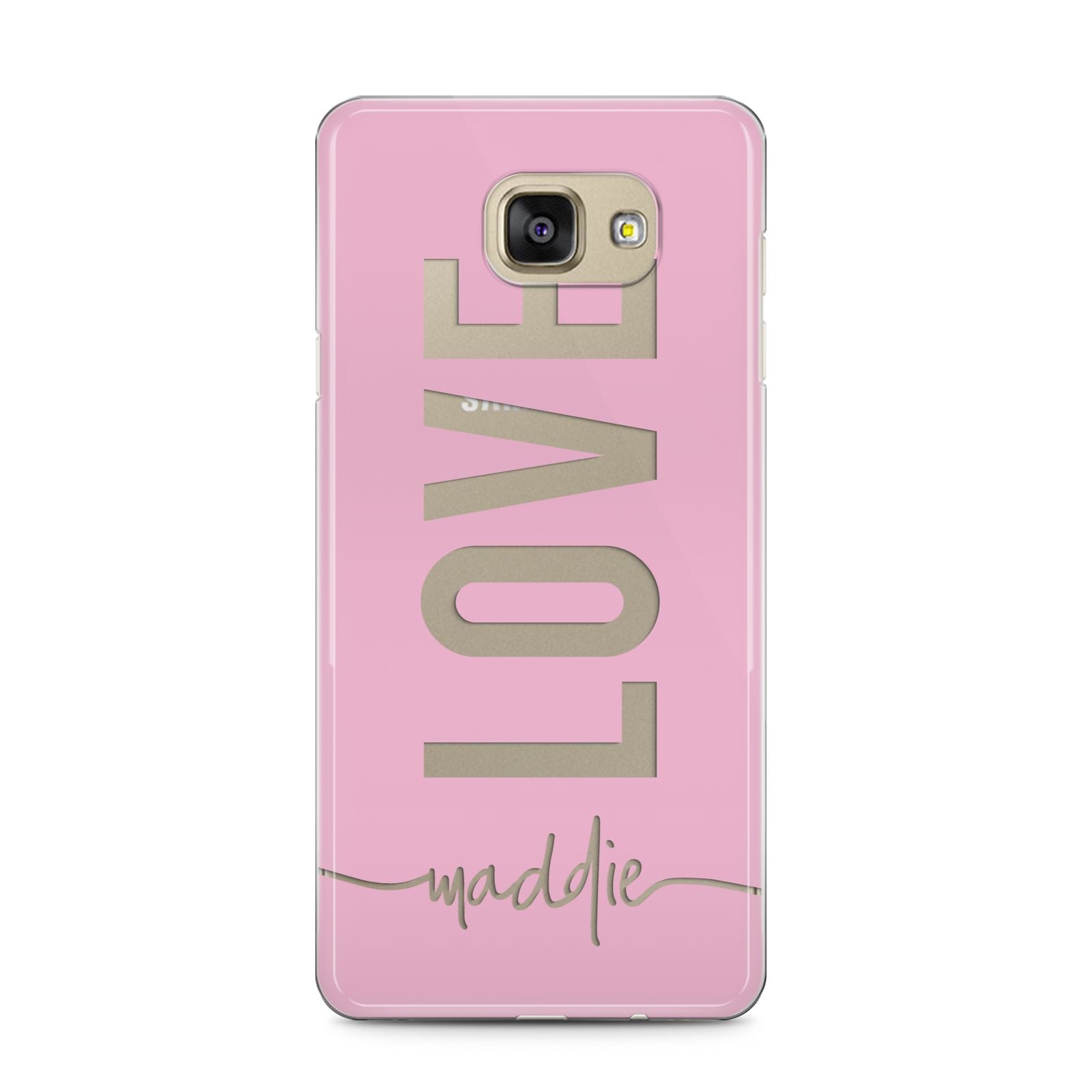 Personalised Love See Through Name Samsung Galaxy A5 2016 Case on gold phone