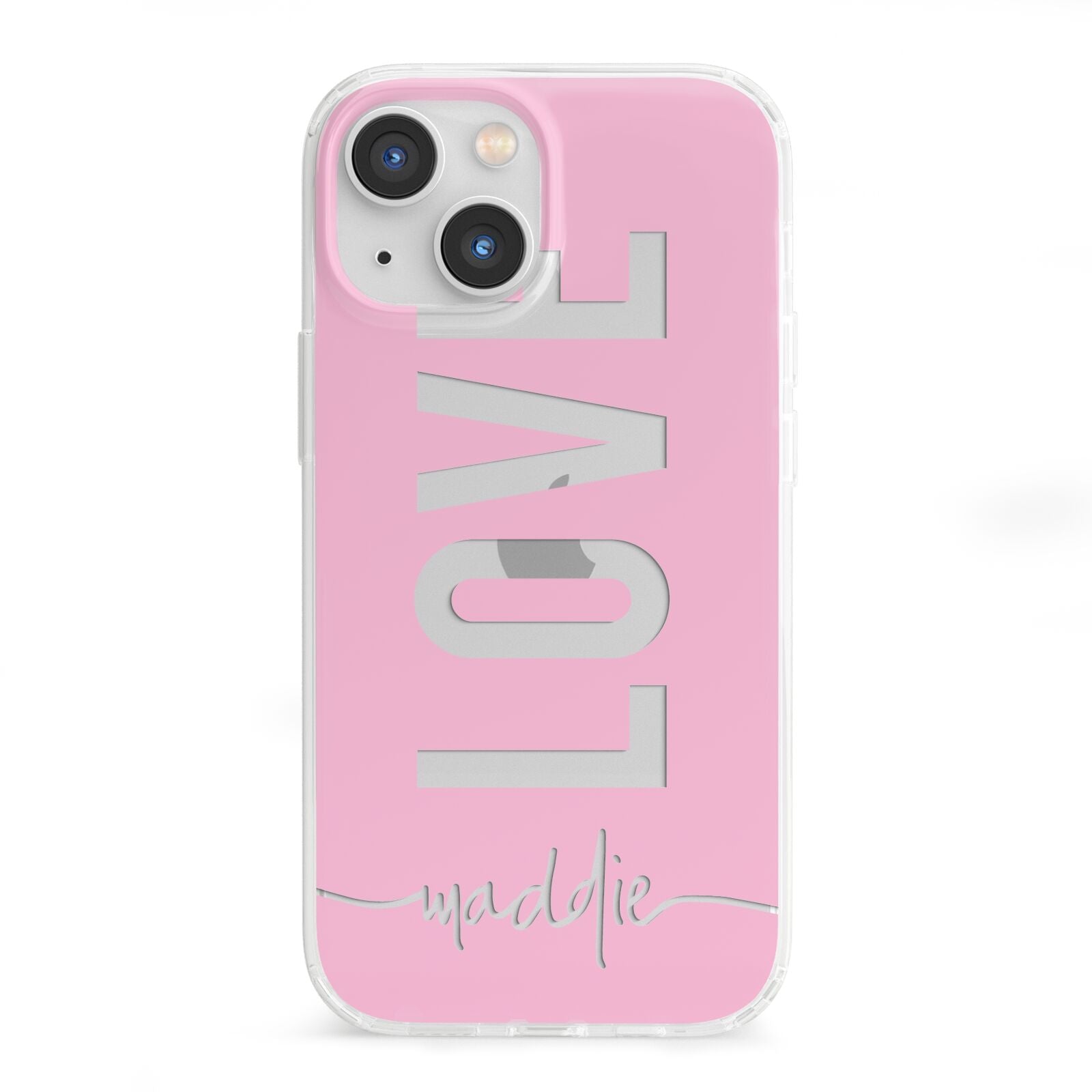 Personalised Love See Through Name iPhone 13 Mini Clear Bumper Case