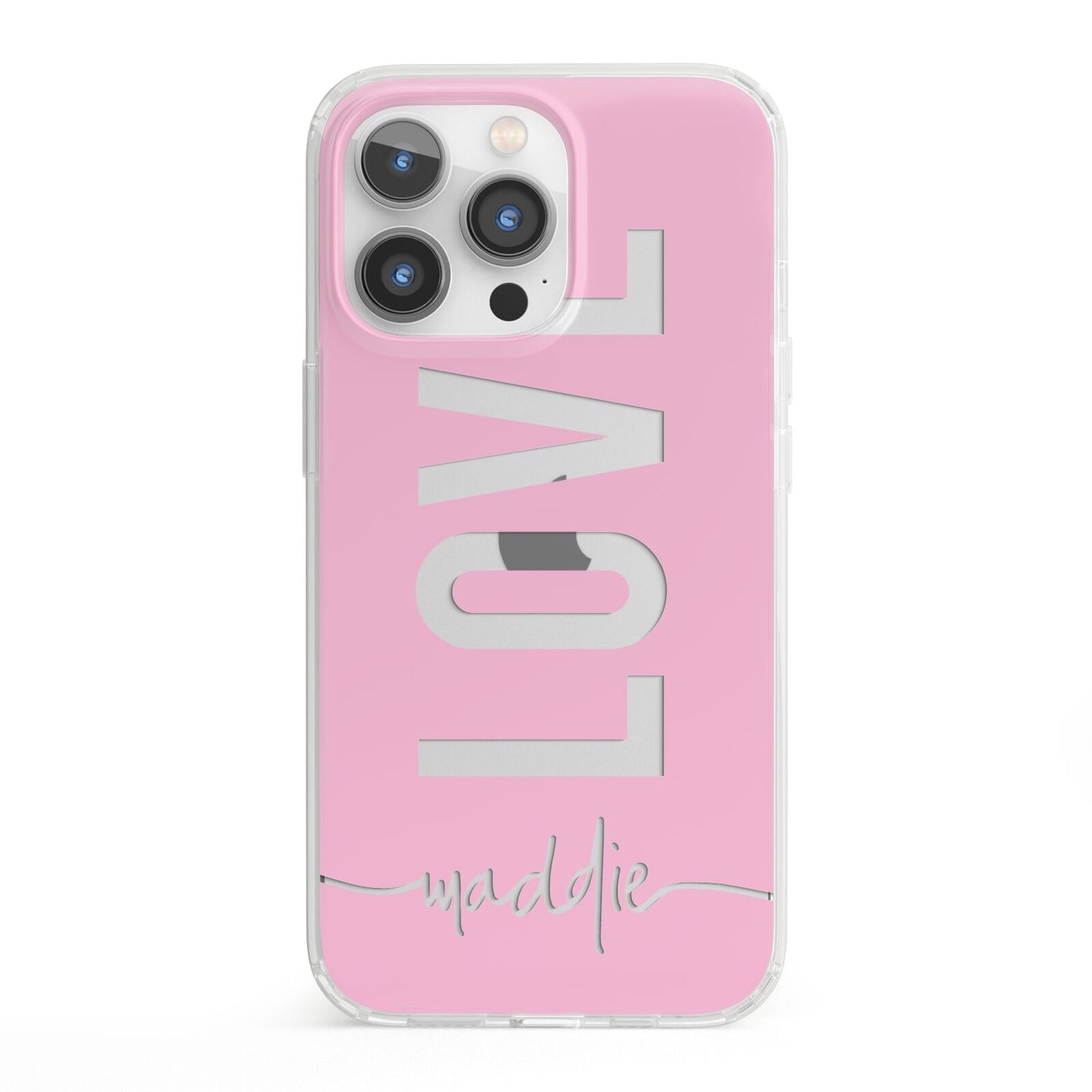 Personalised Love See Through Name iPhone 13 Pro Clear Bumper Case