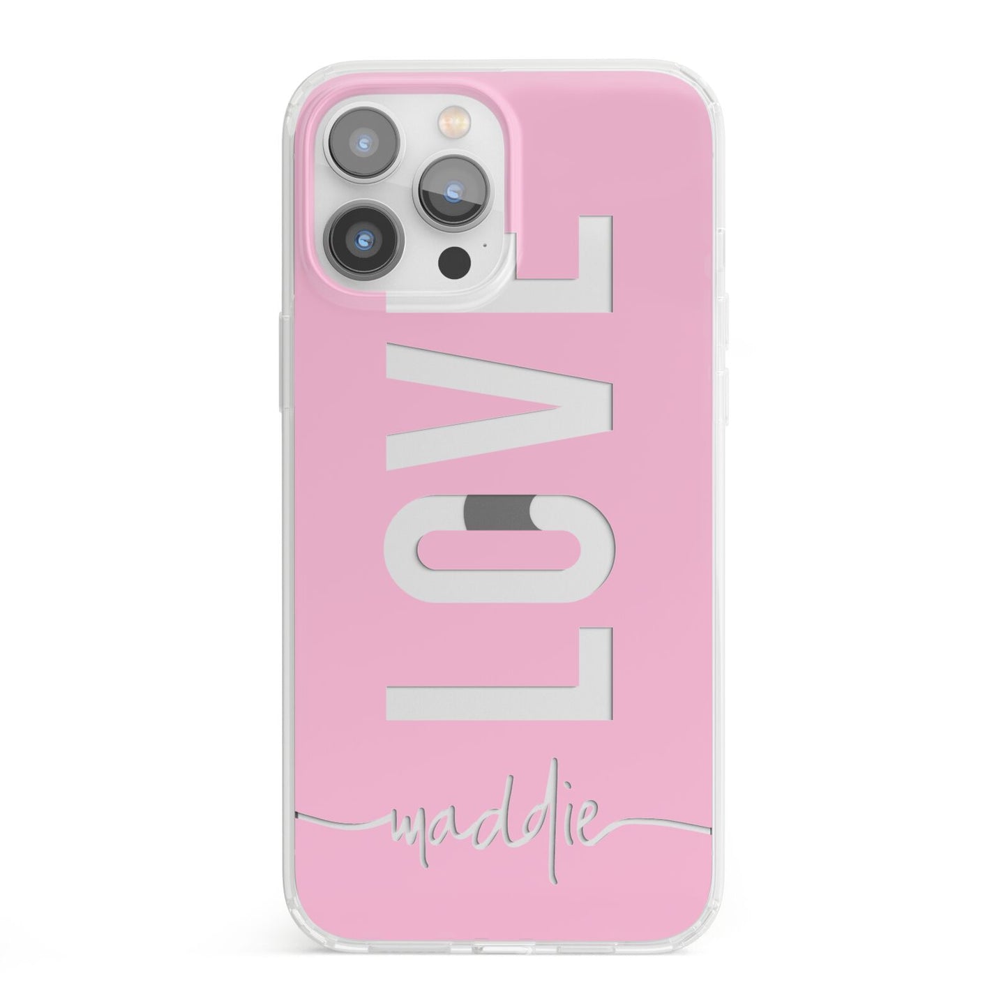 Personalised Love See Through Name iPhone 13 Pro Max Clear Bumper Case