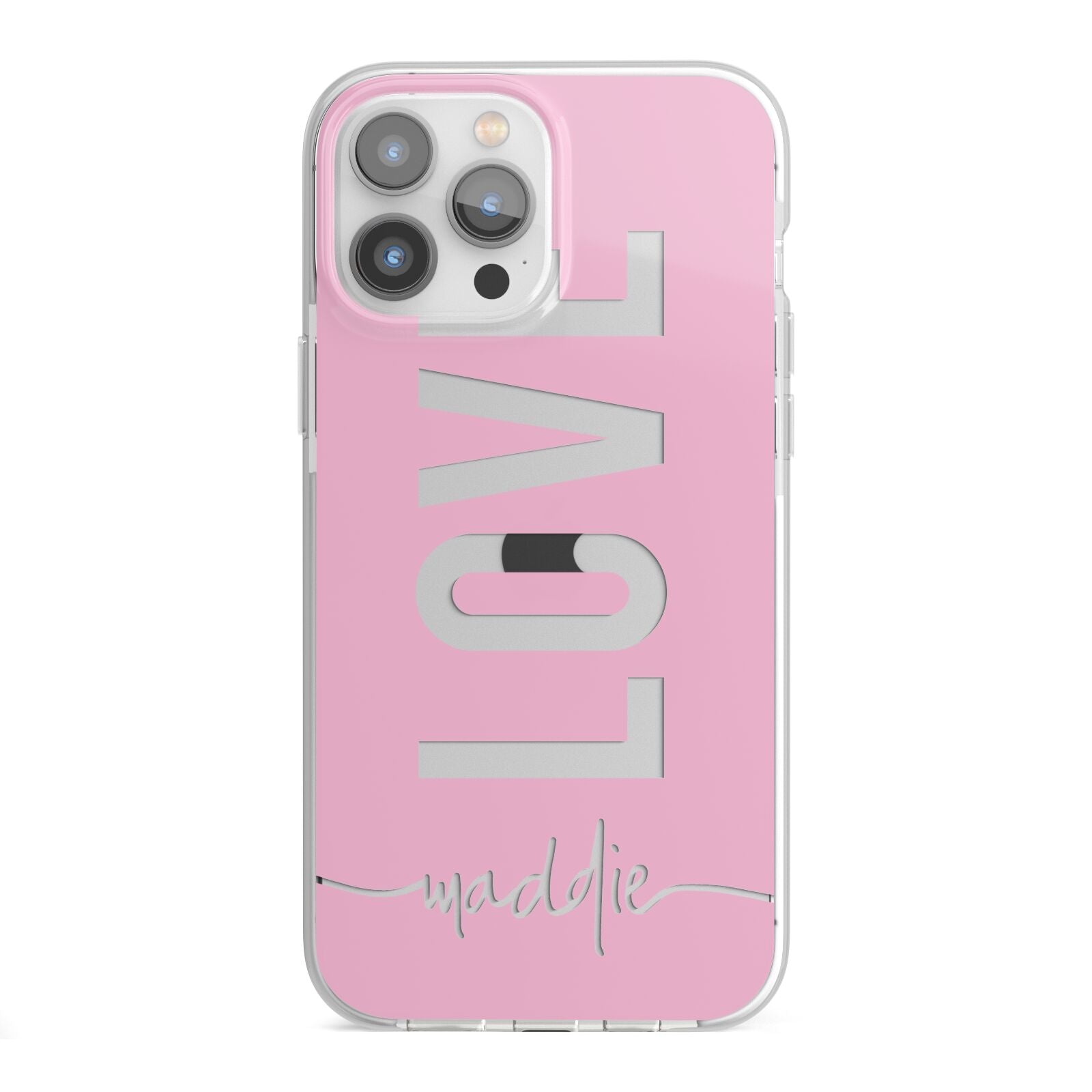 Personalised Love See Through Name iPhone 13 Pro Max TPU Impact Case with White Edges