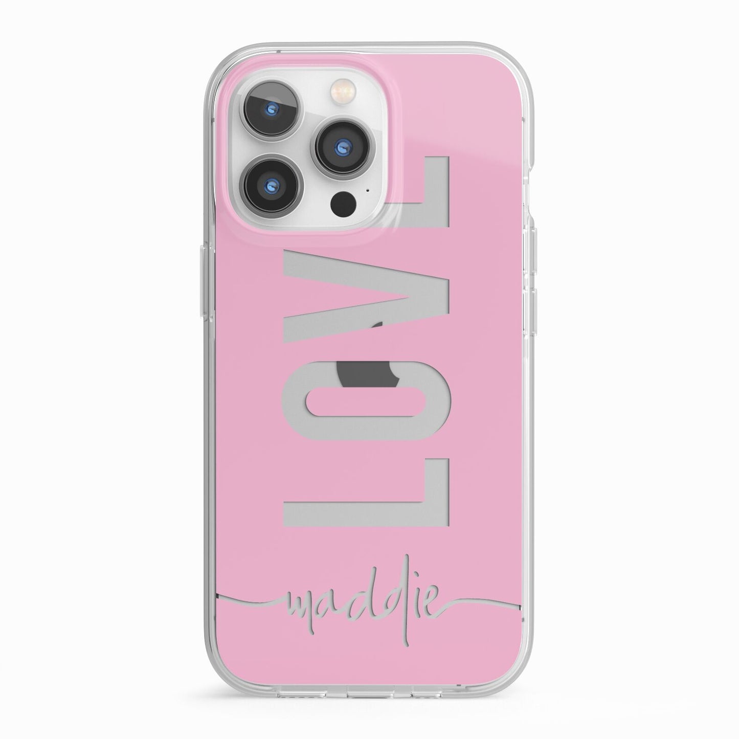 Personalised Love See Through Name iPhone 13 Pro TPU Impact Case with White Edges