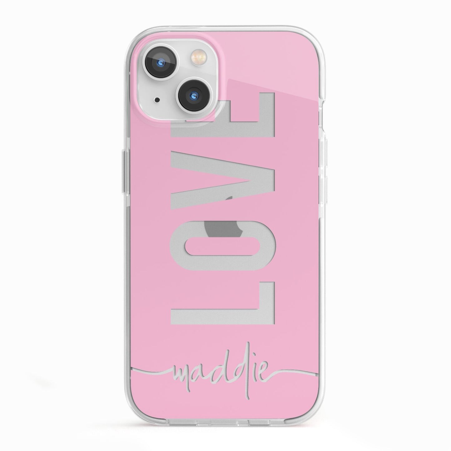 Personalised Love See Through Name iPhone 13 TPU Impact Case with White Edges