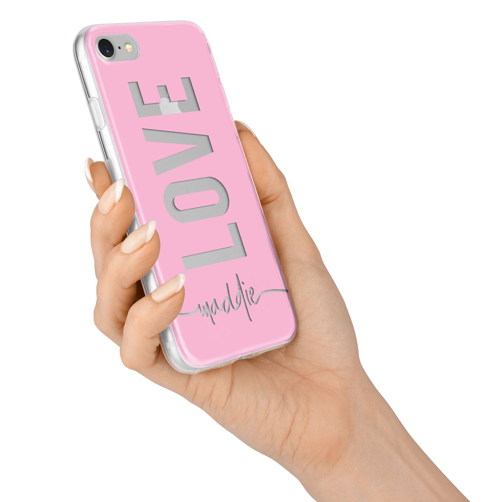 Personalised Love See Through Name iPhone 7 Bumper Case on Silver iPhone Alternative Image